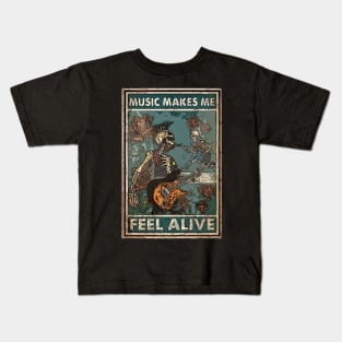 Music Makes Me Feel Alive Kids T-Shirt